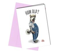 Oscar Finks Carte d'anniversaire Comment vieux chien Husky laisse tomber de la glace avec étonnement #172