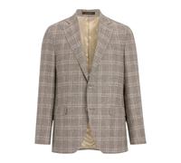 Oscar Jacobson, Homme, Vestes, Gris, Taille: M Blazer Beige à Carreaux Structuré Coupe Régulière