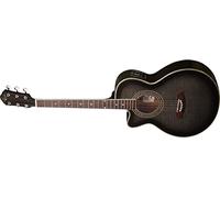 Oscar Schmidt Og10ce 6 cordes Pan coupé gaucher Guitare électro-acoustique. Flame Trans Noir, flamme transparente Noir (Og10ceftblh-a)