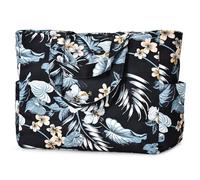 oscaurt Grand sac de plage pour femme - Sac à main - Sac à bandoulière - Sac de plage XXL - Famille - Sac de voyage - Sac de sport - Sac de bain - Sac de sauna - Cadeau pour femme, Fleurs noires, 21
