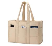 oscaurt Tote Bag Puffer Sac à main pour femme avec compartiment pour ordinateur portable Grand sac de travail pliable Sac de voyage étanche 20 l Sac à bandoulière pour le travail et les voyages, kaki