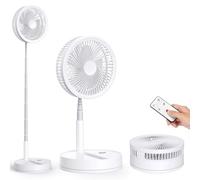 Oscillant Ventilateur sur Pied Silencieux avec Télécommande, 8.6'' Portable Pliable Sol/Table Ventilateurs 4 Vitesses/Timer, 8000mAh USB Rechargeable Piédestal Fan pour Chambre Bureau Camping Voyage