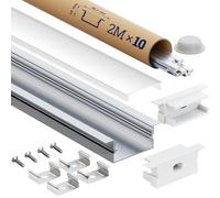 Oscilunaria Profilé LED en Aluminium 2m - Lot de 10 Rails LED avec Diffuseur | Pour Rubans LED jusqu’à 15mm | Dimensions 26,7 × 10mm | Inclus embouts, vis et clips de montage (SL02, 2M 10 pièces)