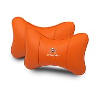 OscitY 2PCS Voiture Cuir Appui-Tête, pour Citroen ami AMI Xsara Picasso Berlingo C1 C2 C3 Aircross C4 Nuque Soutien Coussin Réglable Respirant Confortable Car siège Accessoires,E/Orange