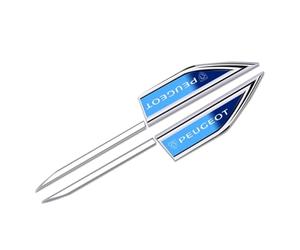 OscitY 2PCS Voiture Métal Emblèmes Logo Couteau latéral Sticker, pour Peugeot 107 108 206 207 207 CC 208 307 307 CC 308 308 CC 406 407 Signe Badge Remplacement Emblème Car Accessoires,B/Blue