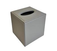 OSCO Boîte à mouchoirs carrée en similicuir gris | Porte-mouchoirs | Distributeur de serviettes | Housse de mouchoirs | Mouchoirs non inclus | H 15 x l 13,8 x P 13,8 cm |