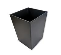 OSCO Corbeille à papier carrée en simili cuir noir | Hauteur - 28,5 cm | Diamètre - 23 cm | Corbeille à papier | Conteneur de recyclage | Bureau | Maison | Salle de bain