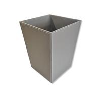 OSCO Corbeille à papier carrée en similicuir gris | Hauteur - 28,5 cm | Diamètre - 23 cm | Corbeille à papier | Conteneur de recyclage | Bureau | Maison | Salle de bain