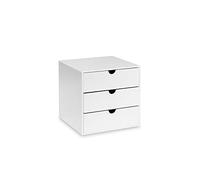 OSCO Cube en plastique blanc brillant | 3 tiroirs | pas de format A4 | Rangement de petits articles | Empilable | Boîte Lego | Boîte de maquillage | Boîte à bijoux | Organiseur compact | 16,5 cm x