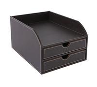 Osco Faux Leather 2 Tier Sorter with Letter Tray - Brown
