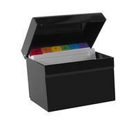 Osco Hi-Gloss Index Box with 100 Cards/Coloured Tabs - Black, AIBOX-OB