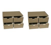 OSCO Lot de 2 commodes à 4 tiroirs en similicuir taupe clair | Organiseur de papeterie | Empilable | Boîte à maquillage | Boîte à bijoux | Pas de format A4 | H 18,5 x l 33 x P 20,5 cm |
