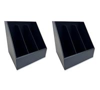 OSCO Lot de 2 porte-revues à 3 emplacements en similicuir A4 pour documents, brochures et catalogues avec base en feutre, noir