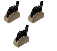 OSCO Lot de 3 organiseurs de télécommande en similicuir taupe clair | 5 compartiments | Rangement de bureau | Rangement de contrôle TV | Porte-stylos | Trieur de maquillage | Présentoir de cosmétiques