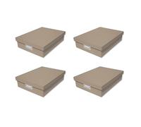 OSCO Lot de 4 boîtes A4 en similicuir taupe clair avec couvercle | Classement A4 | Organiseur de documents | H 8,5 x l 25 x P 33,5 cm |