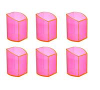 OSCO Lot de 6 pots à crayons incurvés en acrylique fluo | Rangement de bureau | Rangement de maquillage | Présentoir de cosmétiques | H 10 x l 7,5 x P 7 cm |
