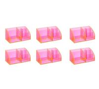 OSCO Organiseur de bureau en acrylique fluo | Lot de 6 | 7 sections | Tiroir coulissant | Rangement de bureau | Rangement de papeterie | Maquillage | Cosmétiques | H 12 x l 25 x P 13 cm
