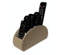 OSCO Organiseur de télécommande en similicuir taupe clair | 5 compartiments | Rangement de bureau | Rangement de contrôle TV | Porte-stylos | Trieur de maquillage | Présentoir de cosmétiques | H 12 x
