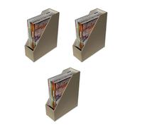 OSCO Porte-revues en similicuir taupe clair | Lot de 3 | A4 | Porte-documents | Organiseur de documents | Rangement de documents | Boîte de catalogue | Présentoir de brochures | 10 cm de large | Fond