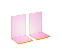 OSCO Serre-Livres Brillant avec Coussinets en Caoutchouc Transparent antidérapants, Supports élégants en Plastique Acrylique pour Bureau, étagère, Maison, Design Moderne, 21,2 x 16 x 15 cm, Fluo