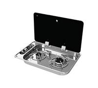 OSCULATI Plan de Cuisson 2 Feux Couvercle en Cristal fumé - 530x340 mm