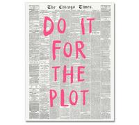 Osdfem Impression de journal vintage Do It For The Plot - Poster d'affirmation rétro - Art mural rose tendance - Décoration murale esthétique pour appartement - 40,6 x 61 cm - Sans cadre