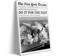 Osdfem Toile murale tendance noire et blanche, affiche esthétique de fille funky, impression artistique de journal Do It pour l'intrigue, décoration murale vintage de chariot de bar, chambre de fille,