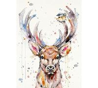 OSDFN Puzzle 1000 Pièces Adulte Enfant Adultes en Bois Puzzles-Cerf Animal Fleur Aquarelle-Art DIY Jeu Occasionnel Jouets Cadeau Intéressants