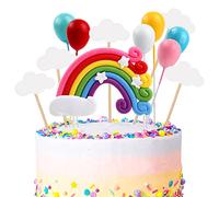 OSDUE 12pcs Décoration Gâteau, 3D Arc Ciel Ballon Deco Gteau Anniversaire | Décoration Gâteau, Fille Collection de FigurinesCake Cupcake Happy Birthday Toppers Pour Enfants Fête d'anniversaire