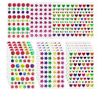 OSDUE 30 Feuilles Gommettes Autocollantes, 1710 Stickers Autocollants pour Enfants Coeurs Étoiles Pois Autocollants Colorés pour Scrapbooking Activités Manuelles Photo Cadeau Récompenser