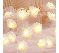 OSDUE 3M Guirlande Lumineuse à LED en Roses, 20 LED pour Noël Mariage Déco | Fleurs en Mousse Lumineuse en Rose, Guirlande Lumineuse Fleur Piles, Décoration de la maison, Lumière Blanche Chaude