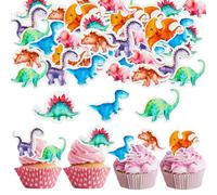 OSDUE 50PCS Dinosaure Décoration de Gâteau, Decoration Cupcake Toppers, Cupcake Décoration de Gâteau en Papier pour Gâteaux d'anniversaire, Mariage, Fête, Enfants Fête d'anniversaire