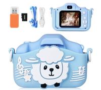 OSDUE Appareil Photo pour Enfants, Modèle Mouton Bleu (avec Carte Mémoire 32G + Lecteur de Carte), Mini Rechargeable HD 1080P Enregistreur Vidéo Selfie Appareil Photo, Enfant Cadeau 3+ Ans