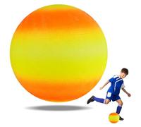 OSDUE Balle de Jeu Molle en PVC pour Enfants, 8.6 inch Jaune-Orange Kickball Balles Rebondissantes Ballon Arc-en-Ciel Ballons de Plage Gonflables,Pas de gonfleur
