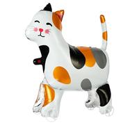 OSDUE Ballons en Animaux Debout 3D sur Roues, Chat Calico Grands Ballons Autoportants Anniversaire Debout Roulant