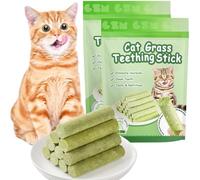 OSDUE Bâton d'herbe à Chat, 12 pcs Bandes Bâton Chats de Dentition d'herbes à Mâcher Dentition lyophilisé Comestible pour Le Nettoyage des Dents et Élimination des Boules de Poils pour Chat