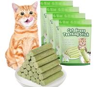 OSDUE Bâton d'herbe à Chat, 24pcs Bandes Bâton Chats de Dentition d'herbes à Mâcher Dentition lyophilisé Comestible pour Le Nettoyage des Dents et Élimination des Boules de Poils pour Chat