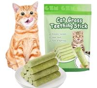 OSDUE Bâton d'herbe à Chat, 6 pcs Bandes Bâton Chats de Dentition d'herbes à Mâcher Dentition lyophilisé Comestible pour Le Nettoyage des Dents et Élimination des Boules de Poils pour Chat