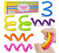 OSDUE Bâtons Sensoriels Antistress, 6 Pièces Fidget Toys en Silicone Sensorielle Jouets Sensoriels Extensibles Texturés Corde Fidget Bâtons Colorés pour Autisme ADHA Stress Anxiété, 25cm