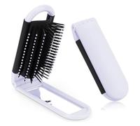 OSDUE Brosse à Cheveux de Voyage avec Miroir Pliable, 1PcsTaille de Poche - Mini Brosse de Voyage, pour Voyage Rencontres Salle De Sport Facile À Transporter Dans Un Sac pour Femme, Blanc