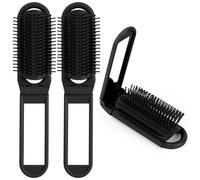 OSDUE Brosse à Cheveux de Voyage avec Miroir Pliable, 2PcsTaille de Poche - Mini Brosse de Voyage, pour Voyage Rencontres Salle De Sport Facile À Transporter Dans Un Sac pour Femme, Noir