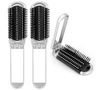 OSDUE Brosse à Cheveux de Voyage avec Miroir Pliable, 2PcsTaille de Poche - Mini Brosse de Voyage, pour Voyage Rencontres Salle De Sport Facile À Transporter Dans Un Sac pour Femme, Argent Foncé