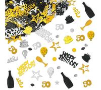 OSDUE Confettis Deco, Confetti Anniversaire Decoration Fete 30g, 50 Ans, Or Rose Argent Confettis Anniversaire Nombre Étoile De Table Deco, pour Anniversaires Carnaval Fête Décorations De Table
