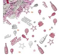 OSDUE Confettis Deco, Confetti Anniversaire Decoration Fete 30g, Or Rose Argent Confettis Joyeux Anniversaire Nombre Étoile De Table Deco, pour Anniversaires Carnaval Fête Décorations De Table