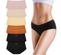 OSDUE Culotte sans Couture Femme, Lot de 6 Bas High Waist Brief Culotte Invisible Femme Taille Haute Slips Invisibles Doux Elasticité sous-Vêtements Confortables Respire 5 Couleurs, M