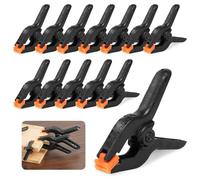 OSDUE Jeu de 12 Pince à Ressort, 9CM Noir Pince Polyvalente Serre Joint avec Mobiles Mâchoires Robuste Pour Travaux du Bois Photographie Arrière-plan Jardin Terrasse Artisanat