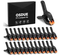 OSDUE Jeu de 24 Pince à Ressort, 7 CM Noir Pince Polyvalente Serre Joint avec Mobiles Mâchoires Robuste Pour Travaux du Bois Photographie Arrière-plan Jardin Terrasse Artisanat