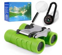 OSDUE Jumelles Enfant- Grossissement 8X, Jouet Enfant 3 4 5 6 7 8 9 10 11 12 Ans, Garçons, Filles, Jouets de Plein air pourJeux de Plein air - Ensemble Complet avec Loupe & Boussole - Vertes