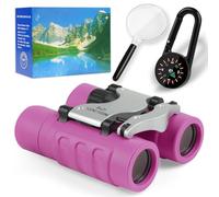 OSDUE Jumelles Enfant- Grossissement 8XJouet Enfant 3 4 5 6 7 8 9 10 11 12 Ans, Garçons, Filles, Jouets de Plein air pourJeux de Plein air - Ensemble Complet avec Loupe & Boussole - Pourpre