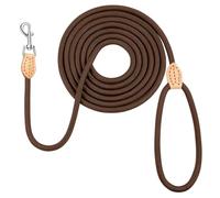 OSDUE Laisse Éducative pour Chien, 3M Nylon Résistant Laisse Multifonction | Réglable Lasso avec PU Cuir Souple pour Petite à Grande Taille Promenade Dressage Entraînement, Café
